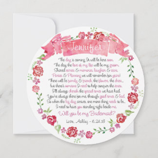 Convites Floral Wreath Você Será Minha Carta De Bridesmaid