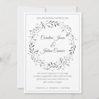 Convites Floral Wreath Wedding Invitation