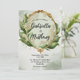 Convites Floral Wreath Wedding Lillies do Vale