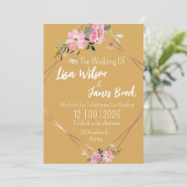 Convites Floral yellow Rustic Wedding