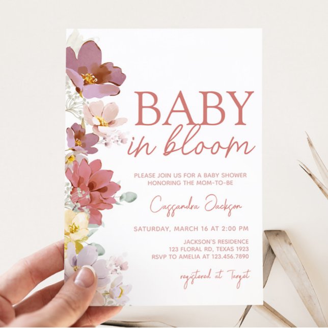 Convites Florals Baby Bloom Chá de fraldas (Spring Wildflower Baby Shower Invitation)