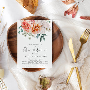 Convites Florals Peonies Peach Janto de Ensaios de Coral