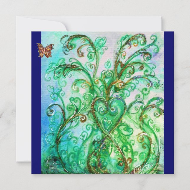Convites FLoreios CAPRICHOSOS azul brilhante verde (Frente)