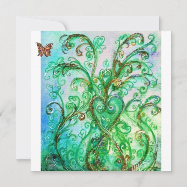 Convites FLOREIOS CAPRICHOSOS azul brilhante verde branco (Frente)