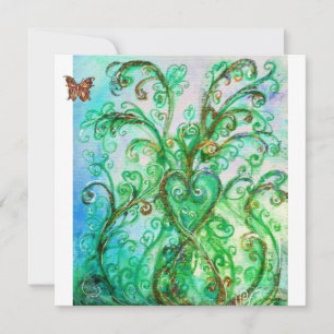 Convites FLOREIOS CAPRICHOSOS azul brilhante verde branco
