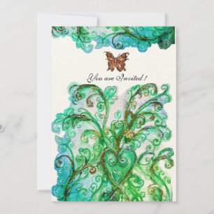 Convites FLOREIOS CAPRICHOSOS azul brilhante verde feltro