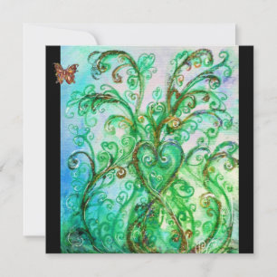 Convites FLOREIOS CAPRICHOSOS azul brilhante verde preto