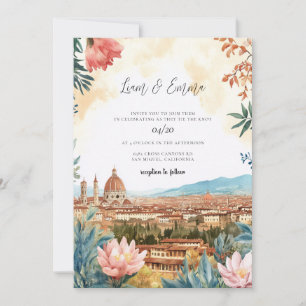 Convites Florença Destino Italiano Aquarela Casamento