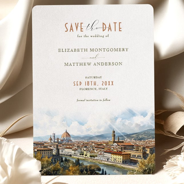 Convites Florence Itália Skyline Save-the-Date (Salvar a da (Criador carregado)