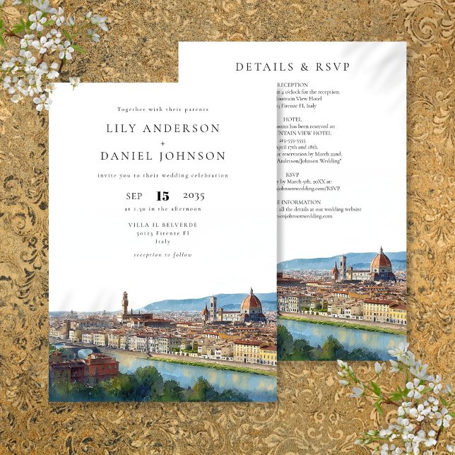 Convites Florence Italian Destination All In One Wedding (Florence Italian Destination All In One Wedding Invitation)