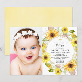 Convites Flores amarelas do sol batismo foto floral de aqua