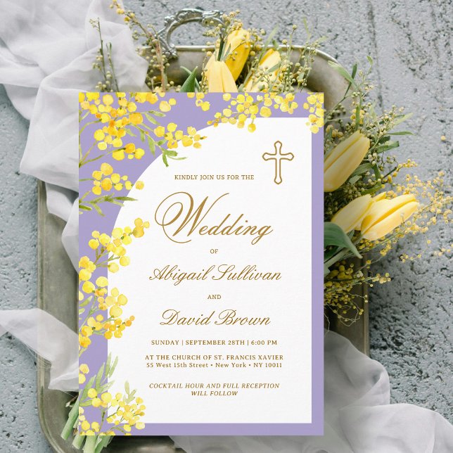Convites Flores Amarelas no Casamento Religioso Lavanda (Criador carregado)