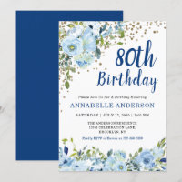 Flores Aniversário de 80 anos Azul Marinho com Bri