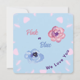 Convites Flores Aquarela Rosa ou Azul Gênero Personalizado 