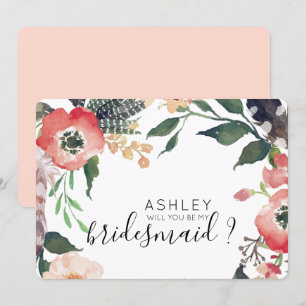 Convites Flores Aquarela Você Será Minha Dama de Honra Nome
