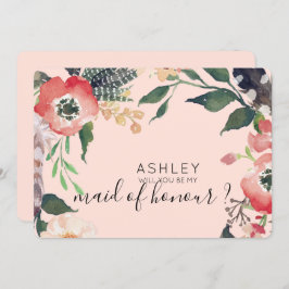 Convites Flores Aquarela Você Será Minha Dama de Honra Nome