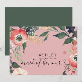 Convites Flores Aquarela Você Será Minha Dama de Honra Nome