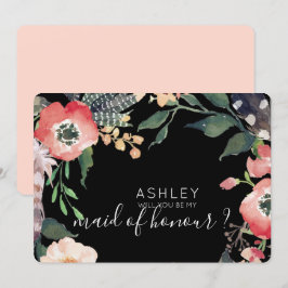 Convites Flores Aquarela Você Será Minha Dama de Honra Nome