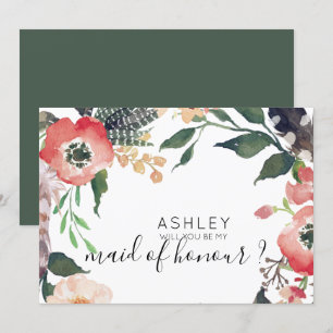 Convites Flores Aquarela Você Será Minha Dama de Honra Nome