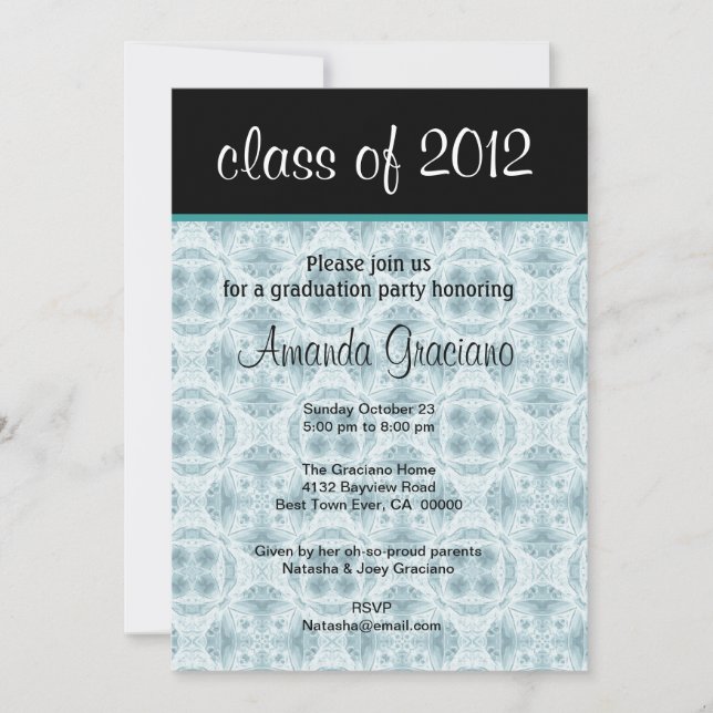 Convites Flores Azuis Aqua de Graduação 2012 (Frente)