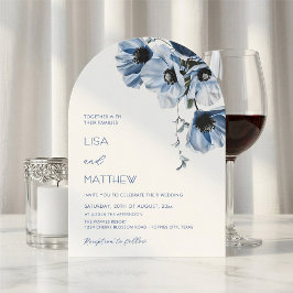 Convites Flores Azuis Casamento Branco Casual
