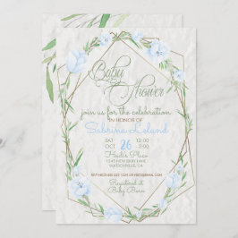 Convites Flores Azuis Chá de fraldas de terrário verde