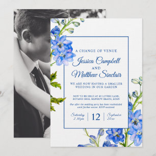 Convites Flores azuis de delfinium mudam de casamento