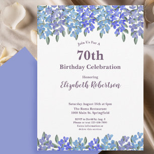 Convites Flores Azuis Elegantes Aniversário de 70 anos para
