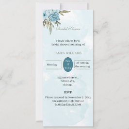 Convites Flores azuis Elegantes de Chá de panela Personaliz