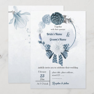 Convites flores azuis empoeiradas e fritas, casamento flora