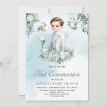 Flores azuis legantes sage Primeira Comunhão