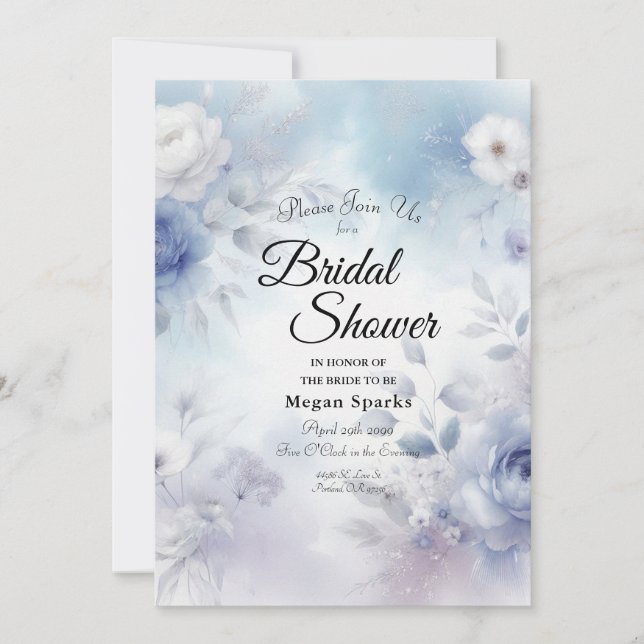 Convites Flores Azuis Suaves e Lavanda Mist (Frente)