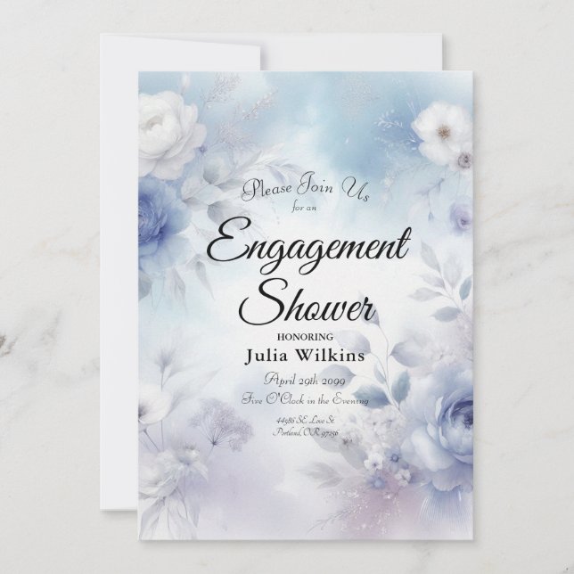 Convites Flores Azuis Suaves e Lavanda Mist (Frente)