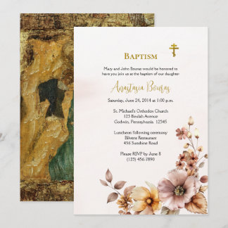 Convites Flores Boho Caprichosas Batismo Ortodoxo Cristão