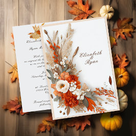 Convites Flores Boho Outono, Casamento de Outono