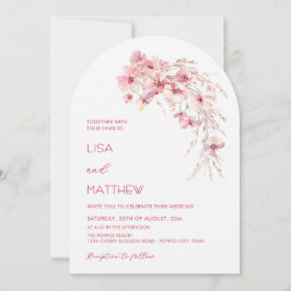 Convites Flores Boho Rosa Casamento Civil Branco