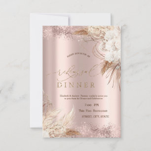 Convites Flores Boho Rosa Dourado Jantar de Ensaios Confete