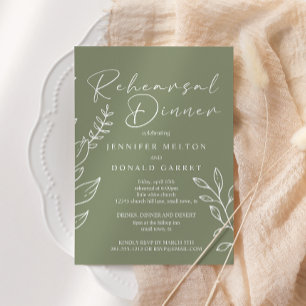 Convites Flores Boho Sage Jantar de Ensaios de Casamento