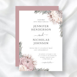 Convites Flores Boho Secas Rosa Empoeirada Casamento