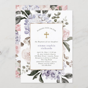 Convites Flores Bonito de Hydrangea Batismo Fotográfico