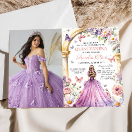 Convites Flores Borboletas Lilac Princesa Quinceañera