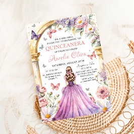 Convites Flores Borboletas Lilac Princesa Quinceañera