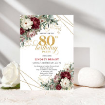 Flores Borgonha Eucalipto Dourado 80º Aniversário
