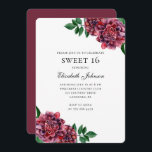 Convites Flores borgonhetas doces 16. 16.º aniversário Flor<br><div class="desc">Entre em contato comigo,  por favor,  se precisar de itens adicionais.</div>