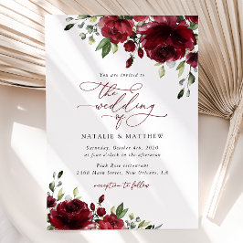 Convites Flores Borgonhetas, Flores Vermelhas, Casamento Fl