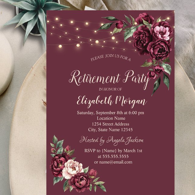 Convites Flores Borgonhetas Luzes Brilhantes Reforma (Criador carregado)