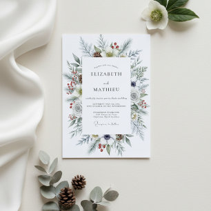 Convites Flores Botânicas de Inverno Branco Casamento