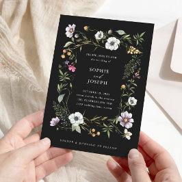 Convites Flores Botânicas Negras | Casamento Elegante