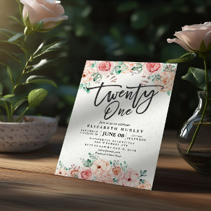 Convites Flores Botânicas Por Aquarela De aniversário de 21