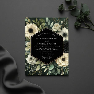 Convites Flores Botânicas Profundo Verde Casamento